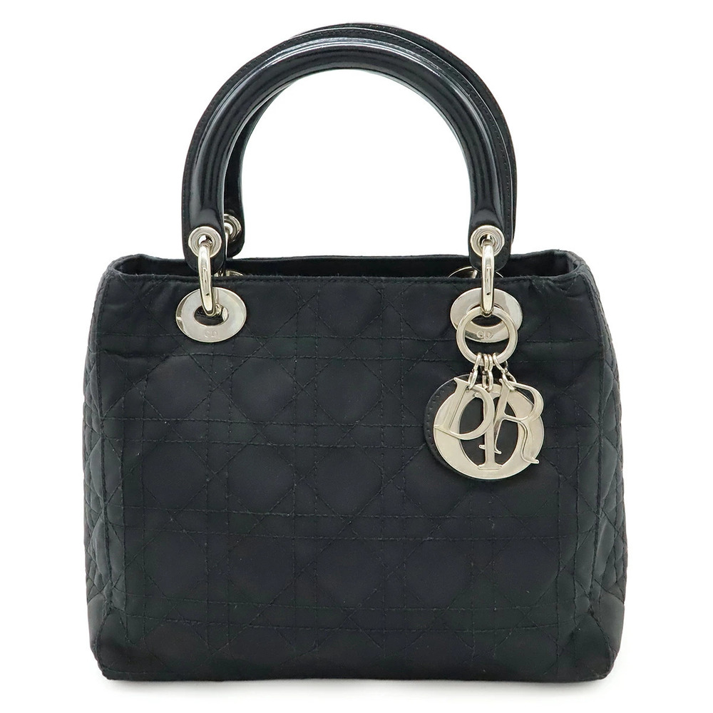 Christian Dior Lady Cannage Handbag Tote Bag Black